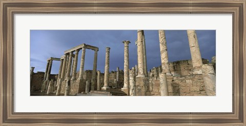 Framed Columns of buildings in an old ruined Roman city, Leptis Magna, Libya Print