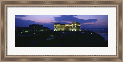 Framed Buildings lit up at night, Palais Due Pharo, Marseille, Bouches-Du-Rhone, Provence-Alpes-Cote Daze, France Print