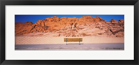 Framed Bench in front of rocks, Red Rock Canyon State Park, Nevada, USA Print