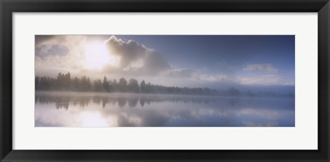 Framed Panoramic view of a river at dawn, Vuoski River, Imatra, Finland Print