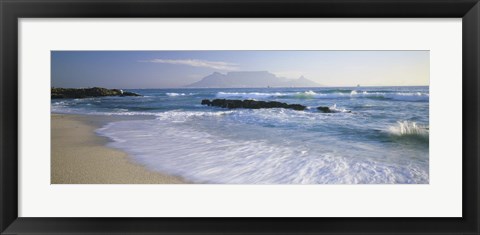 Framed Tide on the beach, Table Mountain, South Africa Print