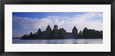 Framed Buildings at the waterfront, Trakai Island Castle, Lake Galve, Vilnius, Trakai, Lithuania Print