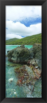 Framed Rocks in the sea, Jumbie Bay, St John, US Virgin Islands Print