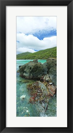 Framed Rocks in the sea, Jumbie Bay, St John, US Virgin Islands Print