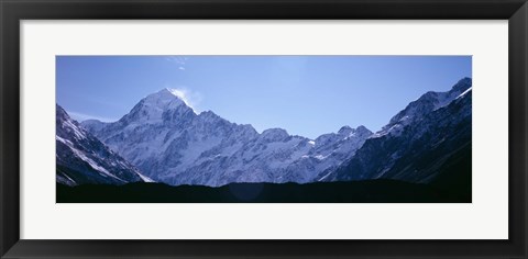 Framed Snow covered mountains, Mt. Tutoko, Fiordlands National Park, Southland, South Island, New Zealand Print