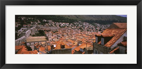 Framed High angle view of a city as seen from Southwest side of city wall, Dubrovnik, Croatia Print