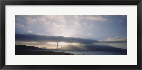 Framed Silhouette of a bridge, Golden Gate Bridge, San Francisco, California, USA Print