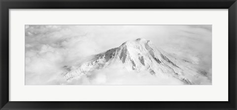 Framed Aerial view of a snowcapped mountain, Mt Rainier, Mt Rainier National Park, Washington State, USA Print