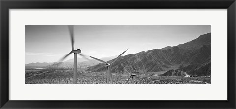 Framed Wind turbines on a landscape Print