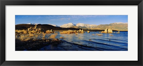 Framed Lake with mountains in the background, Mono Lake, Eastern Sierra, Californian Sierra Nevada, California, USA Print