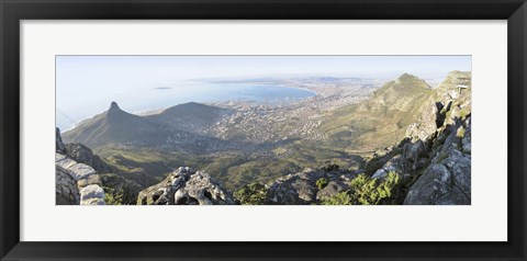 Framed High angle view of a coastline, Table Mountain, Cape town, South Africa Print