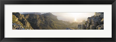 Framed High angle view of a coastline, Camps Bay, Table Mountain, Cape Town, South Africa Print