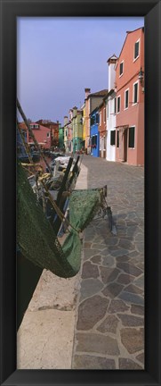 Framed Houses along a road, Burano, Venetian Lagoon, Italy Print