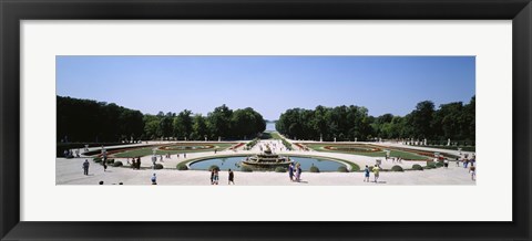 Framed Tourists around a fountain, Versailles, France Print