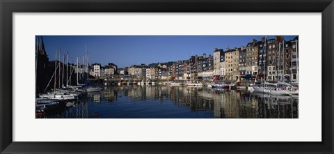 Framed Boats docked at a harbor, Honfleur, Normandy, France Print