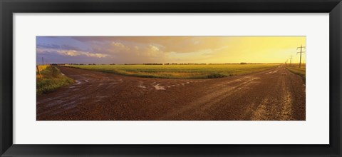 Framed Country crossroads passing through a landscape, Edmonton, Alberta, Canada Print