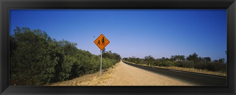 Framed Pedestrian Crossing sign at the roadside, Outback Highway, Australia Print