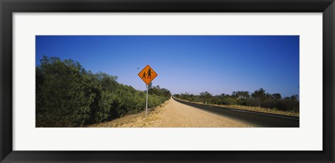 Framed Pedestrian Crossing sign at the roadside, Outback Highway, Australia Print