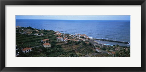 Framed High angle view of houses at a coast, Ponta Delgada, Madeira, Portugal Print