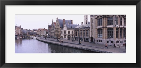 Framed Buildings along the river, Leie River, Graslei, Ghent, Belgium Print