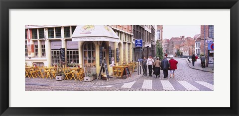 Framed Tourists walking on the street in a city, Ghent, Belgium Print