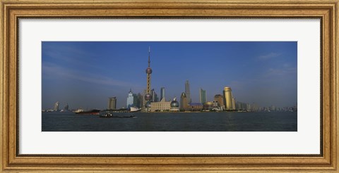 Framed Buildings at the waterfront, Oriental Pearl Tower, Huangpu River, Pudong, Shanghai, China Print