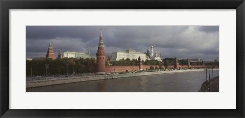 Framed Buildings along a river, Grand Kremlin Palace, Moskva River, Moscow, Russia Print