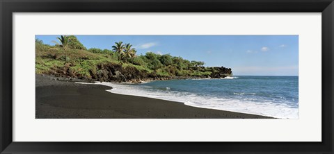 Framed Surf on the beach, Black Sand Beach, Maui, Hawaii, USA Print