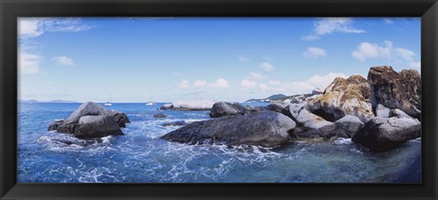 Framed Rock formations in the sea, The Baths, Virgin Gorda, British Virgin Islands Print