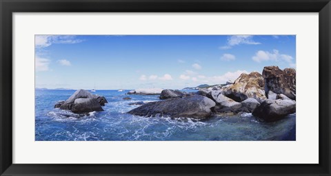 Framed Rock formations in the sea, The Baths, Virgin Gorda, British Virgin Islands Print