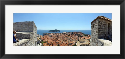 Framed Island in the sea, Adriatic Sea, Lokrum Island, Dubrovnik, Croatia Print