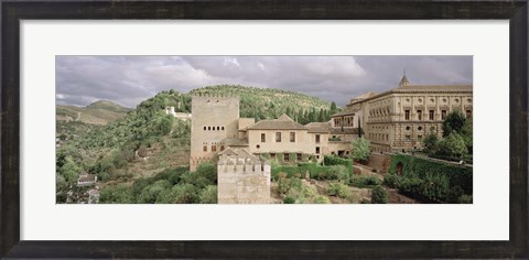Framed High angle view of a palace viewed from alcazaba, Alhambra, Granada, Granada Province, Andalusia, Spain Print