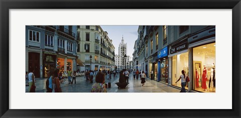 Framed Group of people walking on a street, Larios Street, Malaga, Malaga Province, Andalusia, Spain Print