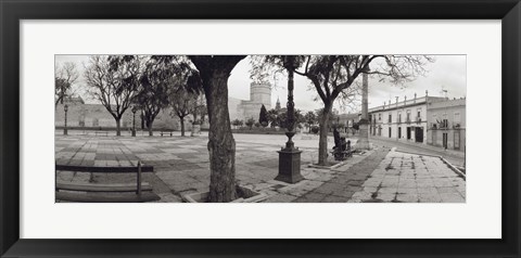 Framed Trees in front of a building, Alameda Vieja, Jerez, Cadiz, Spain Print