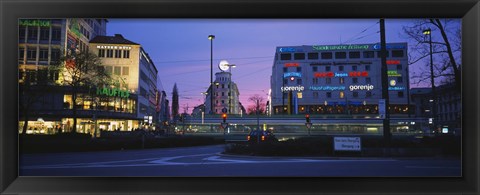 Framed Buildings lit up at dusk, Karlsplatz, Munich, Bavaria, Germany Print