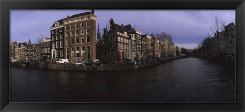 Framed Buildings along a canal, Amsterdam, Netherlands Print