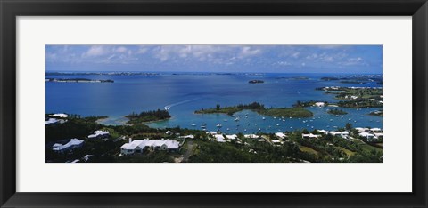 Framed High angle view of buildings at the waterfront, Gibbs Hill Lighthouse, Bermuda Print