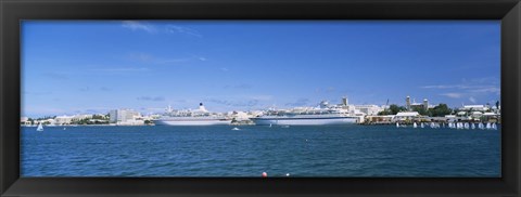 Framed Cruise ships docked at a harbor, Hamilton, Bermuda Print