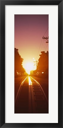 Framed Cable car tracks at sunset, San Francisco, California, USA Print