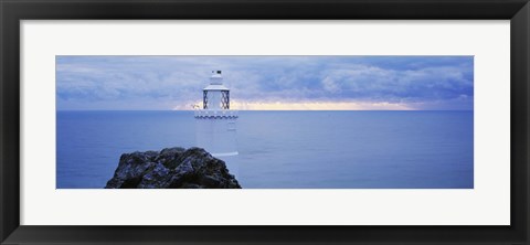 Framed Lighthouse at the seaside, Start Point Lighthouse, Devon, England Print