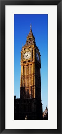 Framed Low angle view of a clock tower, Big Ben, Houses of Parliament, London, England Print