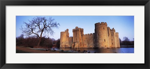 Framed Moat around a castle, Bodiam Castle, East Sussex, England Print