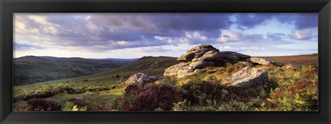 Framed Clouds over a landscape, Haytor Rocks, Dartmoor, Devon, England Print