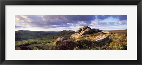 Framed Clouds over a landscape, Haytor Rocks, Dartmoor, Devon, England Print