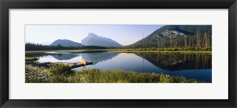 Framed Reflection of mountains in water, Vermillion Lakes, Banff National Park, Alberta, Canada Print