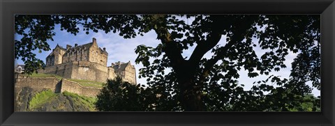 Framed Low angle view of a castle, Edinburgh Castle, Princes Street Gardens, Edinburgh, Scotland Print