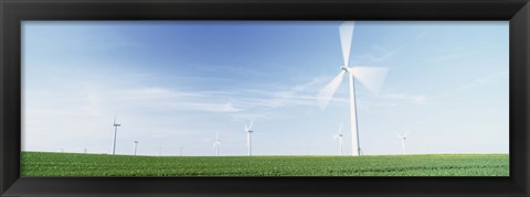 Framed Wind turbines in a field, Easington, Holderness, East Yorkshire, England Print