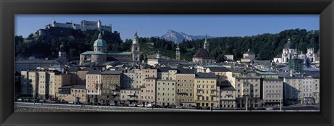 Framed Buildings in a city with a fortress in the background, Hohensalzburg Fortress, Salzburg, Austria Print