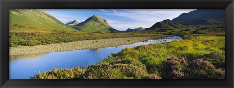 Framed River flowing on a landscape, River Sligachan, Glen Sligachan, Isle of Skye, Scotland Print