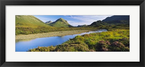 Framed River flowing on a landscape, River Sligachan, Glen Sligachan, Isle of Skye, Scotland Print